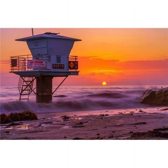 36 x 24 in. San Elijo State Beach Encinitas Burning Fine Print Wall Art