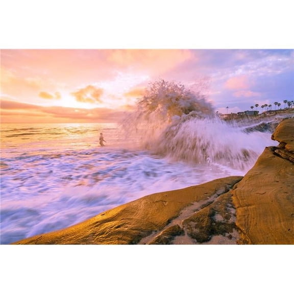 36 x 24 in. Surfer at Windansea Beach, La Jolla Fine Print Wall Art