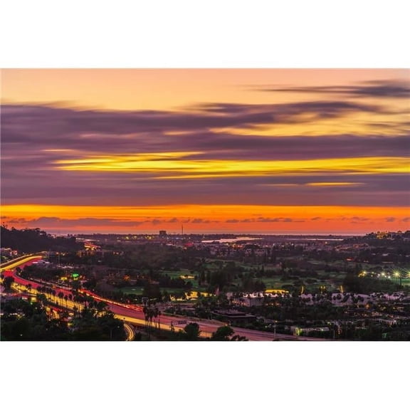 36 x 24 in. University Heights, San Diego Warm Sunset Fine Print Wall Art