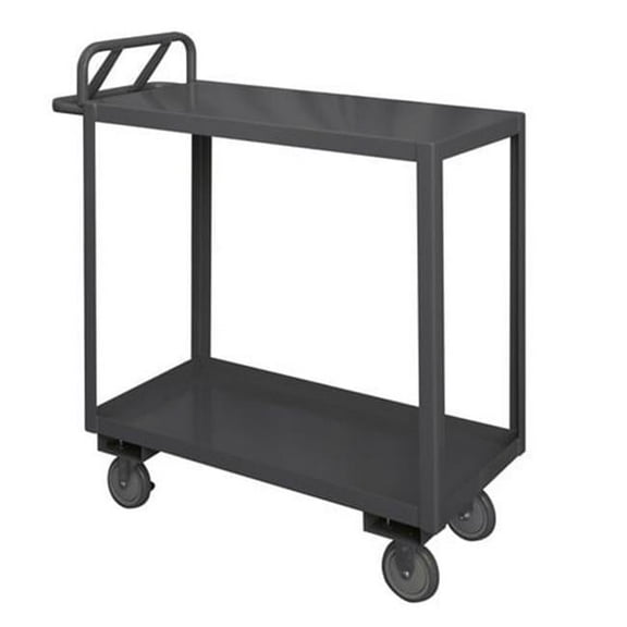 36 x 24 x 43.75 in. 2 Shelf Rolling Stock Cart with Ergonomic Handle & Top Lip Down - Gray