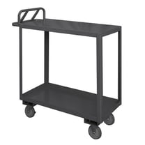 36 x 24 x 43.75 in. 2 Shelf Rolling Stock Cart with Ergonomic Handle & Top Lip Down - Gray