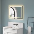 thumbnail image 1 of 36 x 28 Inch LED Bathroom Mirror with Front and Backlight, Wall Mounted Vanity Mirror with Aluminum Frame, Anti-Fog, Memory, 3 Colors, Stepless Dimmable, 1 of 6
