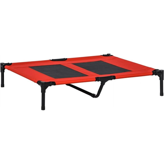 36" x 30" Elevated Cooling Summer Dog Cot Pet Bed With Mesh Ventilation - Red