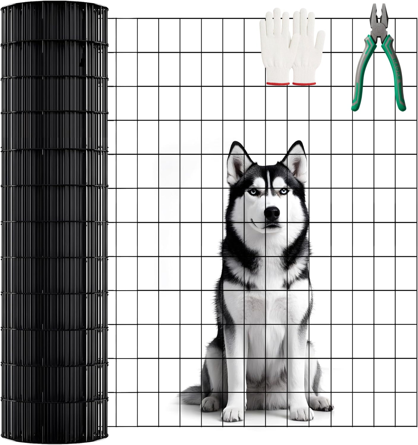 36" x 33' Black Vinyl Coated Welded Wire Mesh Fence, 16 Gauge Heavy Duty Galvanized Steel Hardware Cloth, Rust-Resistant Garden Fencing for Poultry, Pets, and Vegetable Protection