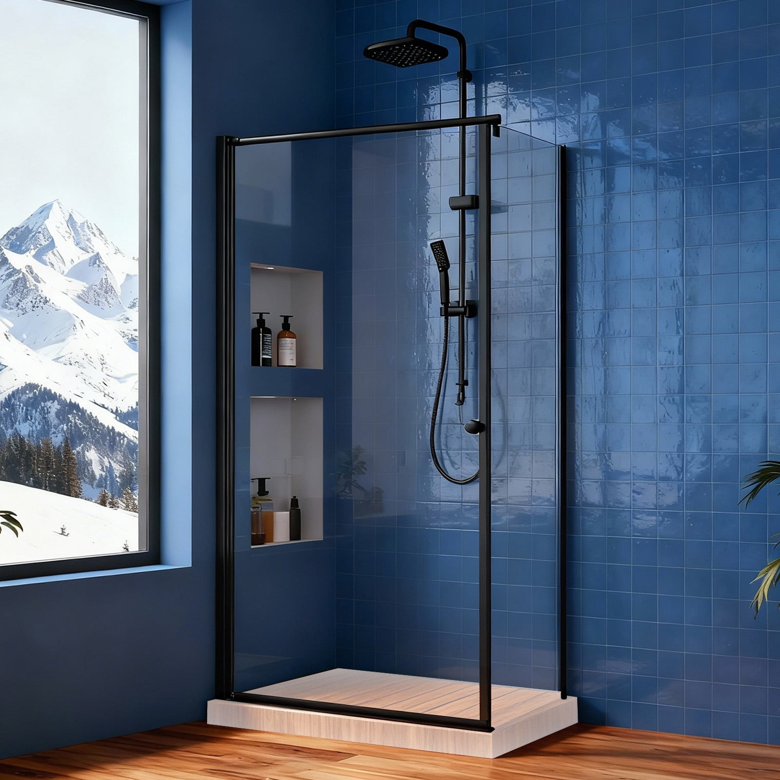36 x 36 Corner Shower Enclosure, Frameless Sliding/Pivot Door, 1/4" Tempered Glass 72" H without Base
