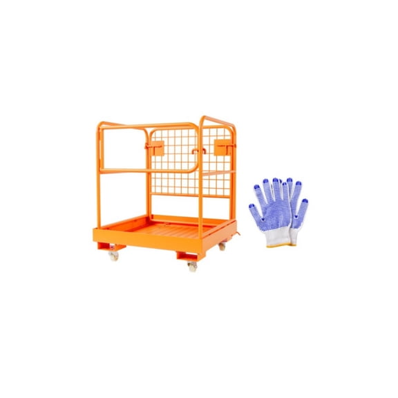 36" x 36" Forklift Safety Cage, Forklift Man Basket 1200 Lbs Capacity, Folding Forklift Work Platform with 4 Wheels, Collapsible Platform Lift Basket for Most Aerial Jobs