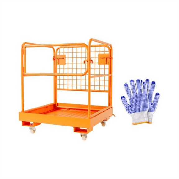 36" x 36" Forklift Safety Cage, Forklift Man Basket 1200 Lbs Capacity, Folding Forklift Work Platform with 4 Wheels, Collapsible Platform Lift Basket for Most Aerial Jobs