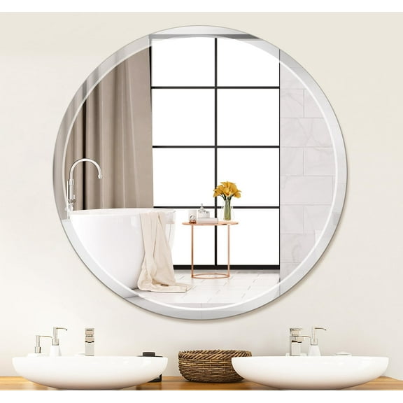 36" x 36" Frameless Round Wall Mirror Beveled Edge Bathroom Circle Mirror for Home Decor