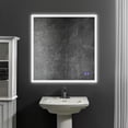 thumbnail image 1 of 36 x 36 Inch Frameless LED Illuminated Bathroom Wall Mirror, Touch Button Defogger, Square, Silver, 1 of 5