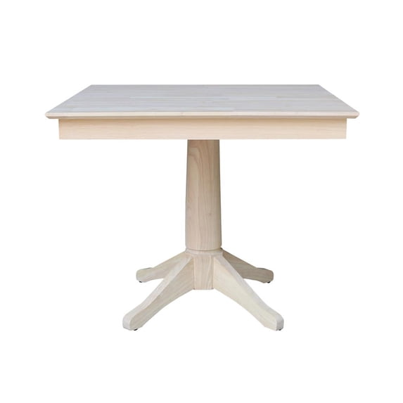 36" x 36" Natural Solid Wood Square Top Pedestal Table - 29.9" Height