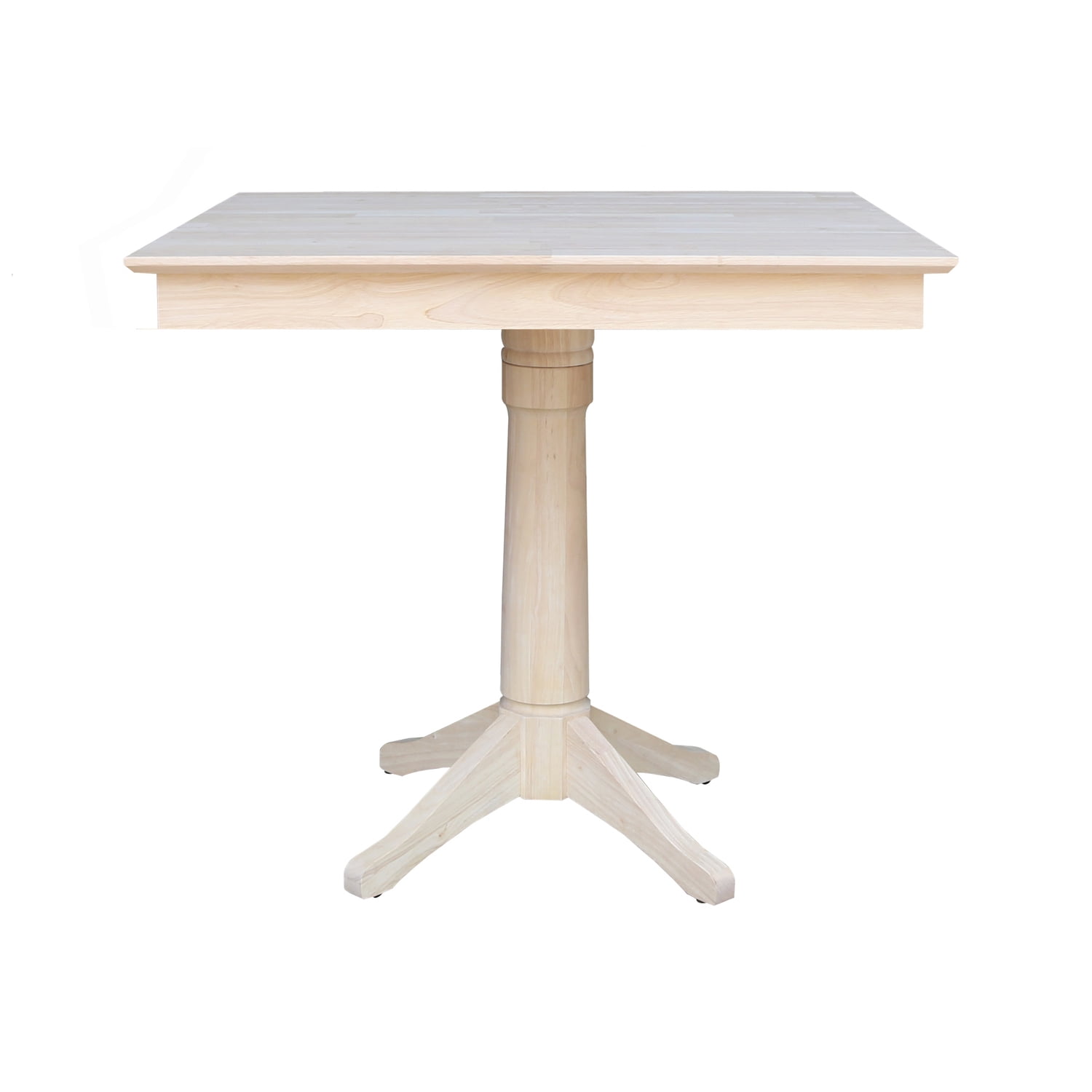Natural Solid Wood Square Counter Height Pedestal Table