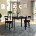 thumbnail image 1 of 36" x 36" Solid Wood Counter Height Table in Black & 2 Emily Stools, 1 of 4