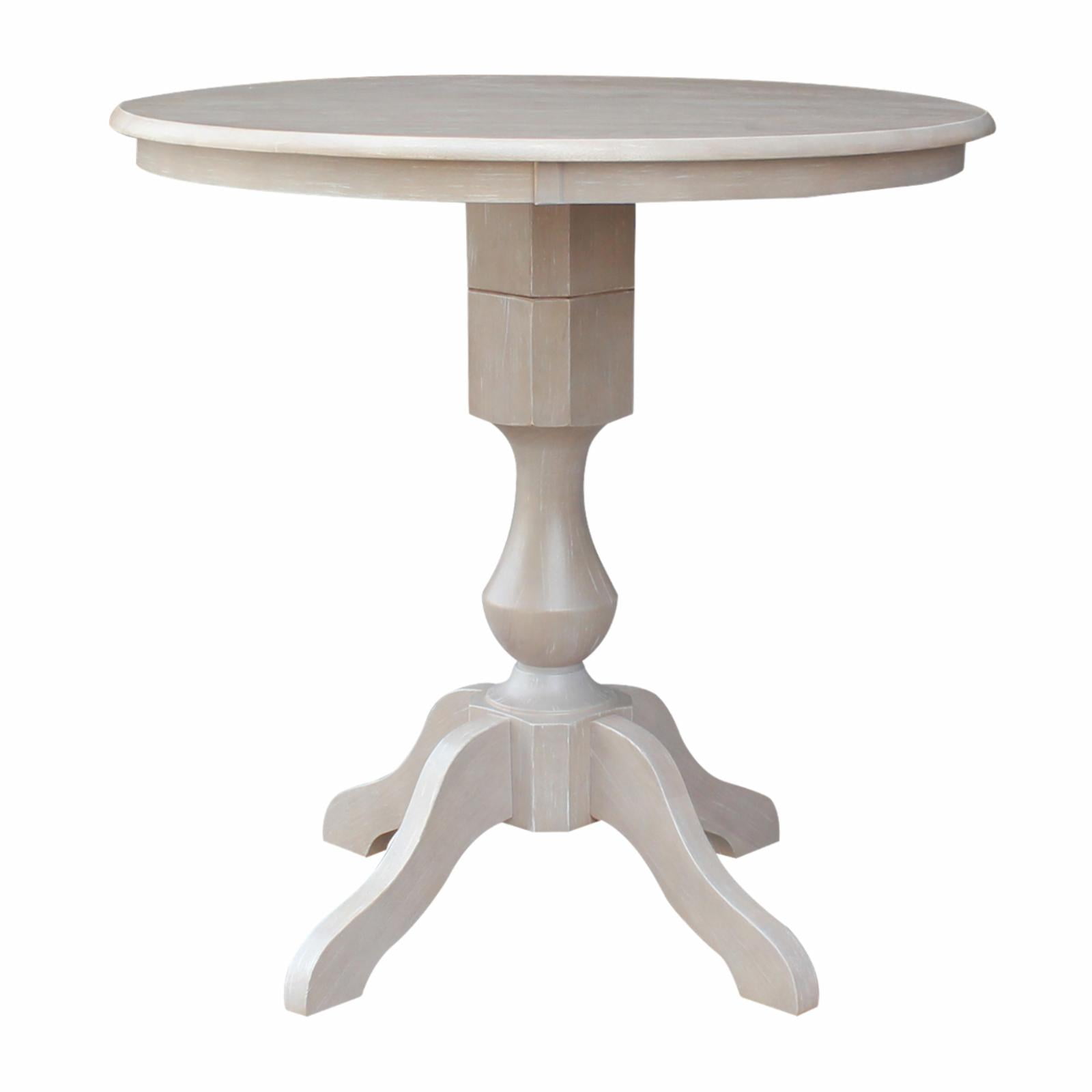 36" x 36" Solid Wood Round Pedestal Dining Table in Washed Gray Taupe - Walmart.com