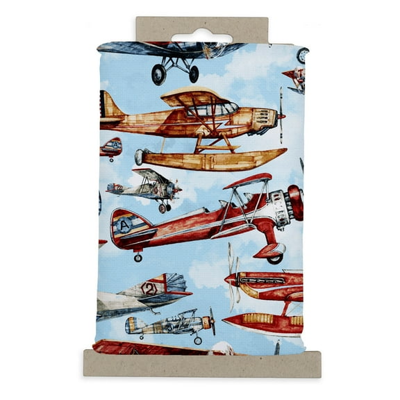 36" x 42" Cotton Prop Planes 1 yard Precut Sewing & Craft Fabric, Blue 1 Piece