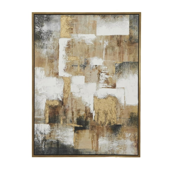 36" x 47" Textured Abstract Framed Wall Art with Gold Foil Details, by CosmoLiving by Cosmopolitan