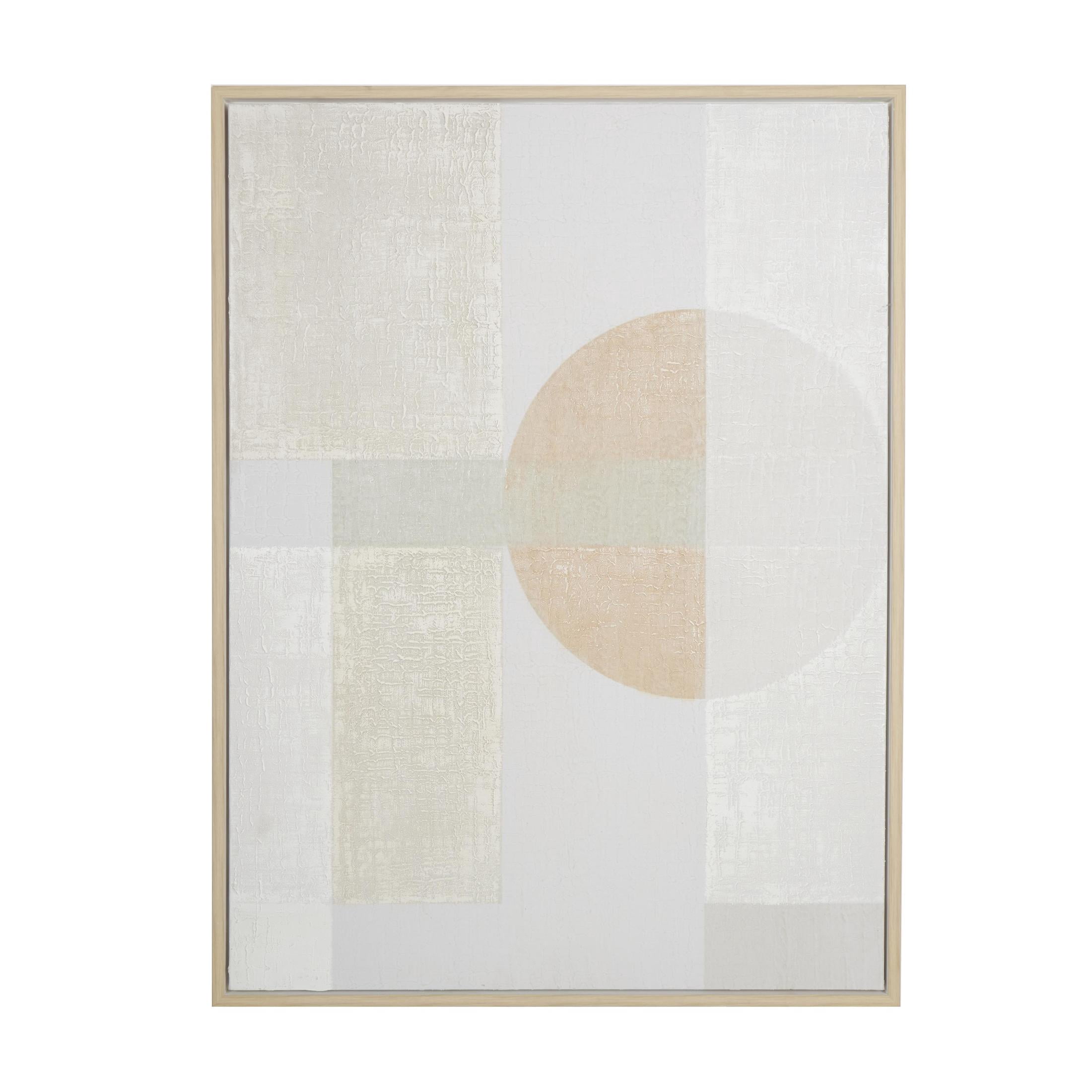 36" x 47" Mid Century Modern Shape Geometric Framed Wall Art with Pink and Sage Accents, by DecMode