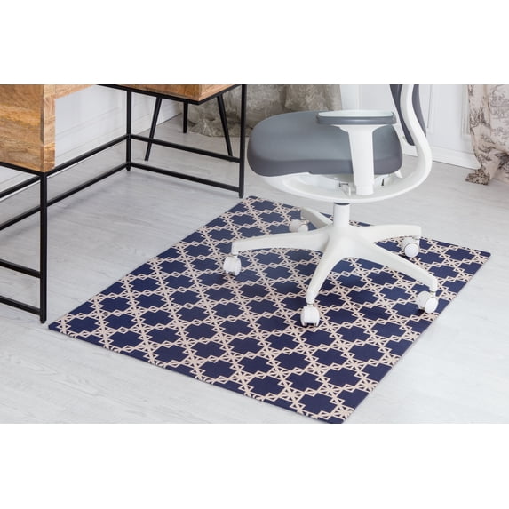 36" x 48" Aberdeen Navy Blue and Tan 1/2" Rug’d Chair Mat