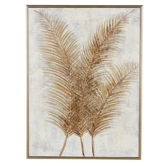 36" x 48" Leaf Framed Wall Art with Silver Frame, by CosmoLiving by Cosmopolitan