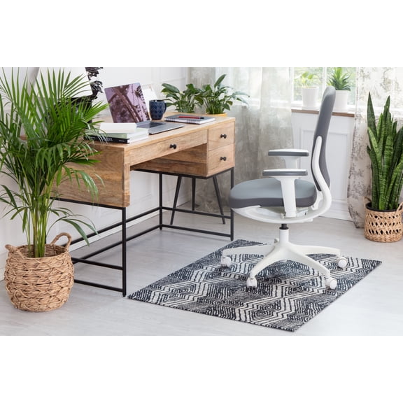 36" x 48" Smiljan Black & White 1/4" Rug’d Chair Mat™