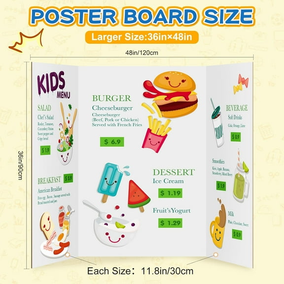 36 x 48 White Trifold Poster Board for Presentations,Science Fair, School Projects, Event Displays and Trifold Picture Board- White - 12 Pack