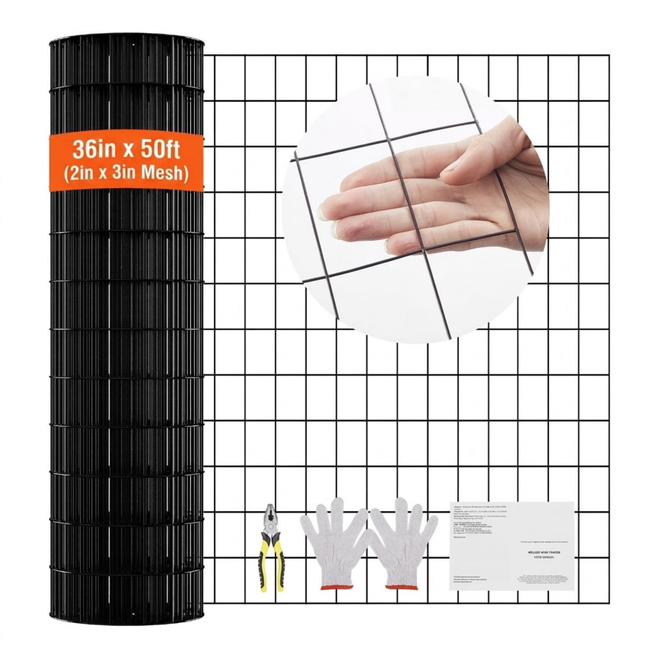 36'' x 50' 16 Gauge Hardware Cloth, Vinyl Coated Galvanized Wire Mesh Roll for Chicken Coop and Poultry Fence