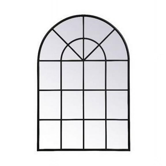 36 x 53 in. Metal Windowpane Mirror, Black