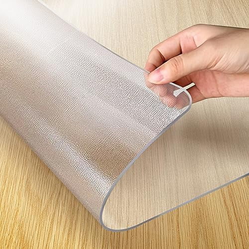 36 x 60 Inch Clear Table Cover Protector,1.5 mm Thick Single-Sided Frosted Clear Desk Pad Mat, Rectangle Waterproof Table Top Protector, Scratch Proof and Easy Cleaning for Dining Room Table