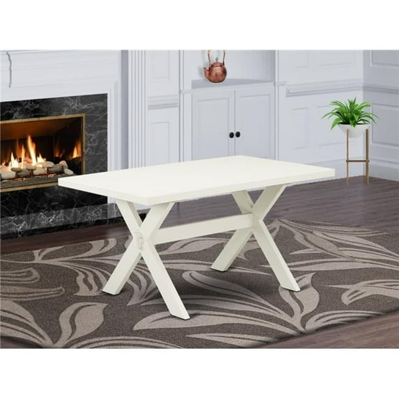 36 x 60 in. X-Style Dining Table with Wirebrushed Linen White Leg & Linen White Top