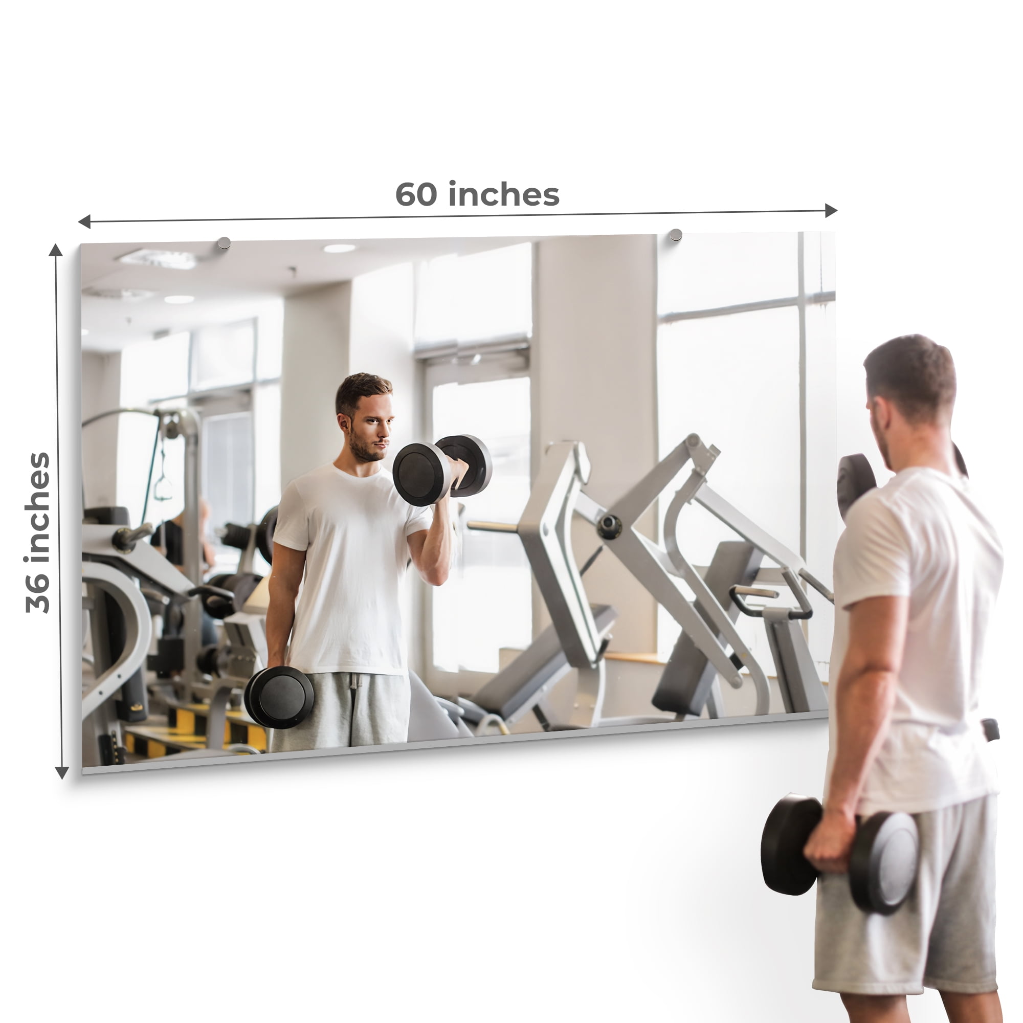 36 x 60 Inch Frameless Rectangular Wall Mirror