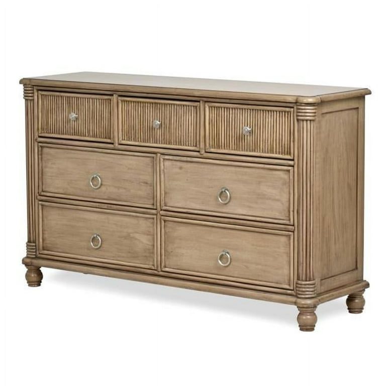 36 x 60 x 18 in. Malibu 7-Drawer Dresser, Natural & Brown