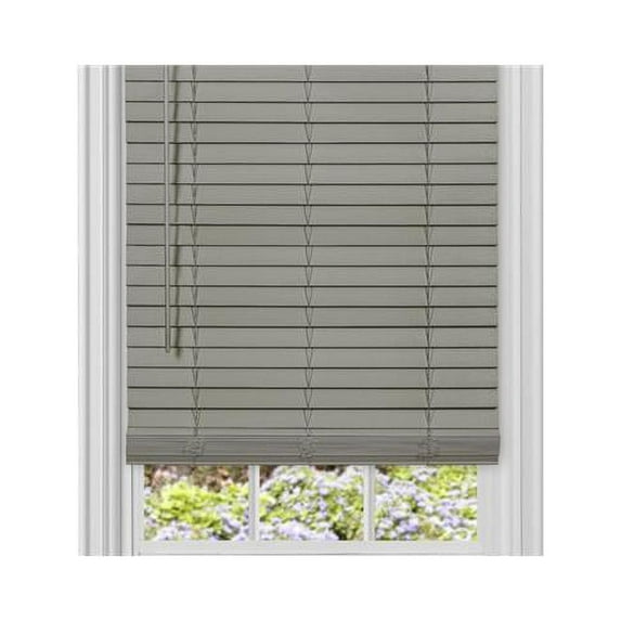 36 x 64 in. Cordless GII Madera Falsa 2 in. Faux Wood Plantation Blind - Grey