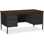 36 x 66 in. Fortress Series Double-Pedestal Desk, Black Walnut, Laminated & Walnut