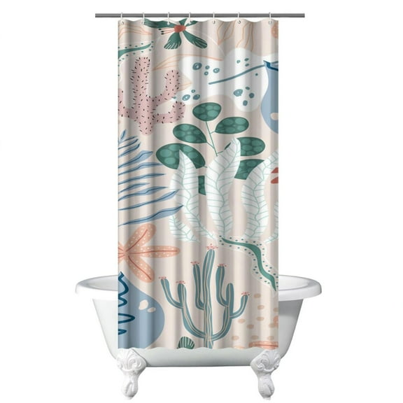 36" x 72" Abstract Floral Shower Curtain Watercolor Design with Metal Grommets