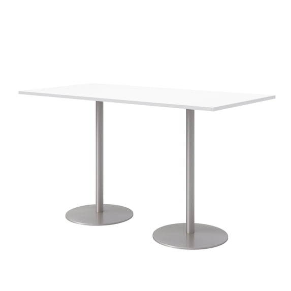 36 x 72" Bistro Table - Designer White Top - Silver Base