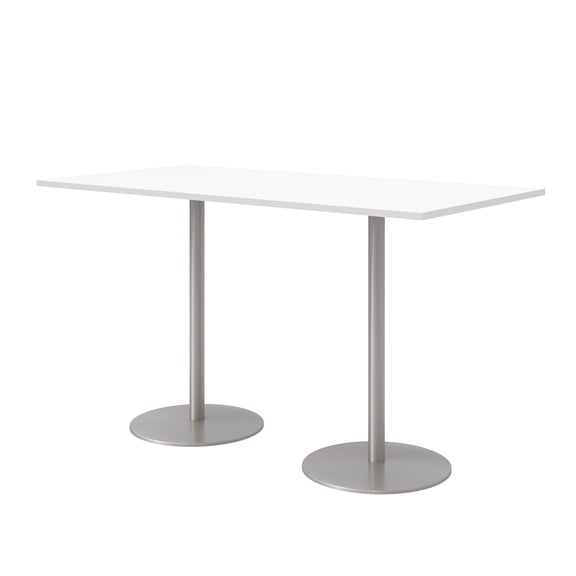 36 x 72" Bistro Table - Designer White Top - Silver Base