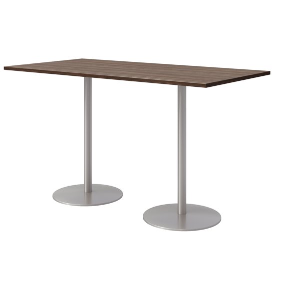 36 x 72" Bistro Table - Studio Teak Top - Silver Base