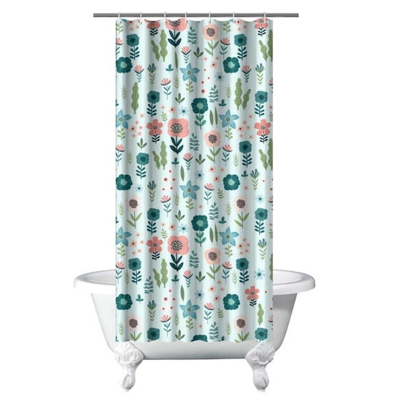 36" x 72" Bright Floral Shower Curtain Vibrant Flower Print with Rust-Resistant Hooks