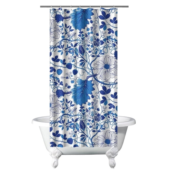 36" x 72" Bright Floral Shower Curtain Vibrant Flower Print with Rust-Resistant Hooks