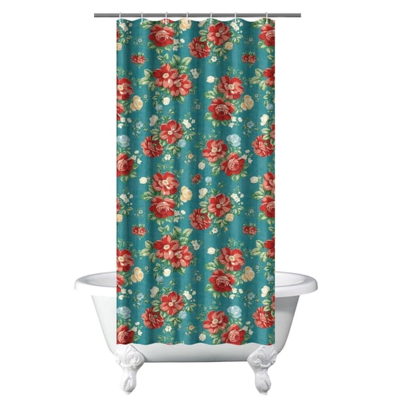 36" x 72" Floral and Leopard Shower Curtain Unique Boho Print Fade-Resistant