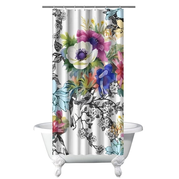 36" x 72" Rustic Floral Shower Curtain Farmhouse Bloom Pattern Easy Care Machine Washable