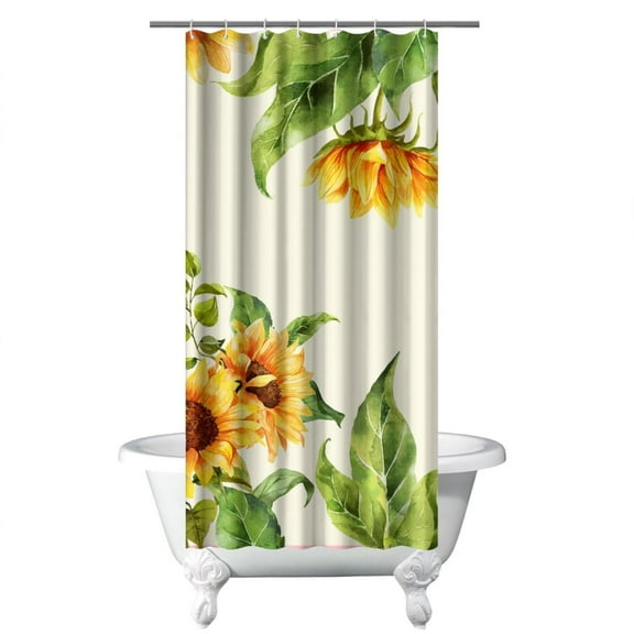 36" x 72" Sunflower Shower Curtain Floral Boho Vintage Yellow Rustic Farmhouse Bathroom Decor Waterproof Quick-Dry