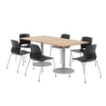 thumbnail image 1 of 36 x 72" Table - 6 Black Lola Chairs - Maple Top - Silver Base, 1 of 3