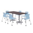 thumbnail image 1 of 36 x 72" Table - 6 Lola Blue Caster Chairs - Espresso Top - Silver Base, 1 of 3