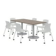 thumbnail image 1 of 36 x 72" Table - 6 Lola Grey Caster Chairs - Teak Top - Silver Base, 1 of 3