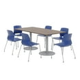 thumbnail image 1 of 36 x 72" Table - 6 Navy Lola Chairs - Teak Top - Silver Base, 1 of 3