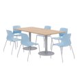 thumbnail image 1 of 36 x 72" Table - 6 Sky Blue Lola Chairs - Maple Top - Silver Base, 1 of 3