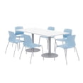 thumbnail image 1 of 36 x 72" Table - 6 Sky Blue Lola Chairs - White Top - Silver Base, 1 of 3