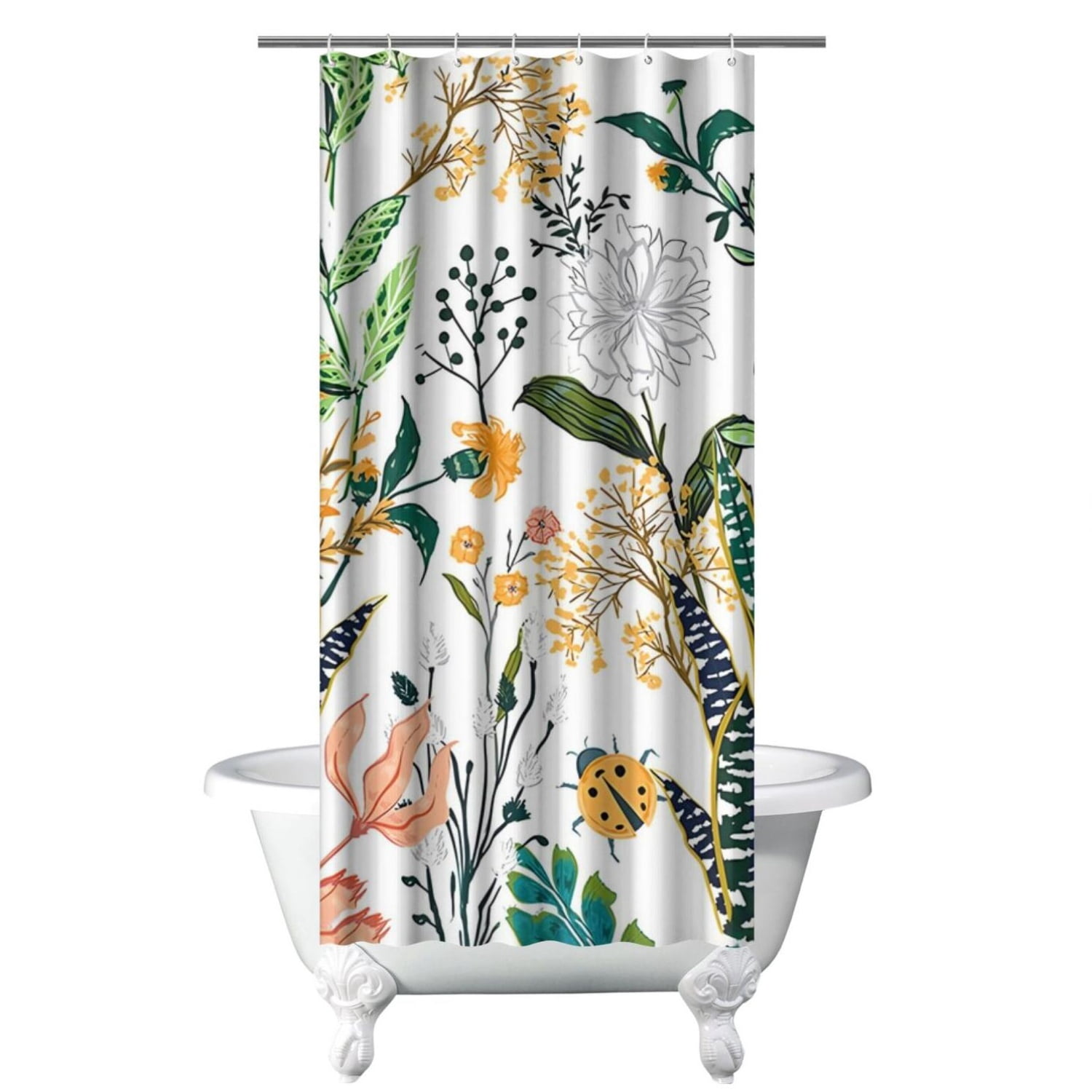 36" x 72" Watercolor Floral Shower Curtain Romantic Aesthetic Design