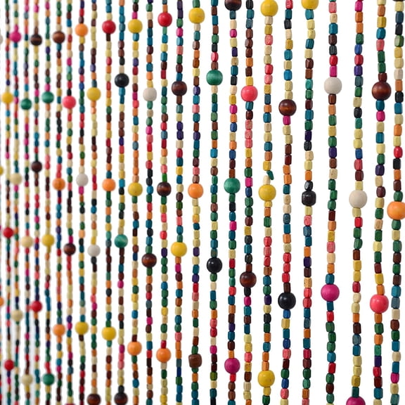 36" x 79" 41 Strands Rainbow Colorful Hippie Beaded Curtain Boho-Bohemian Wooden Door Doorway Beads -Like Window Front Door Decor Curtains Decor Set