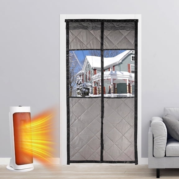 Adsorbent Thermal Insulated Door Curtain fit 35.4x82.7inch Door,Visible Door Cover for Heat Insulation,Automatic Closing Doorway Screen Cover for Front/Back Doors,Curtain Size 38.6"x 84.6"